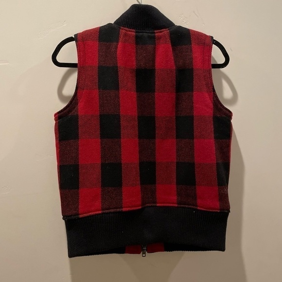 MADEWELL | Black & Red Wool Buffalo Plaid Sherpa Lined Vest | Size Small - Picture 6 of 12